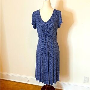 Lascana Blue Black Jersey Midi Dress Size 38 | V-Neck Tie Back Pullover
